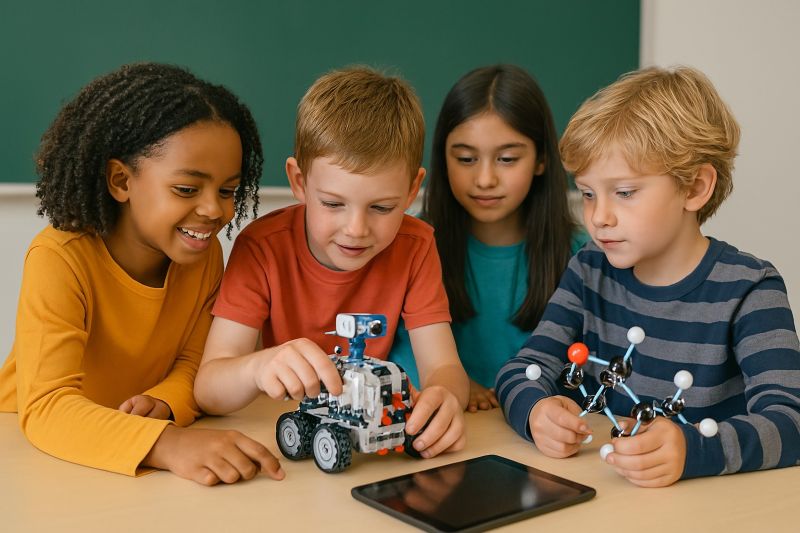 Students working on STEM projects